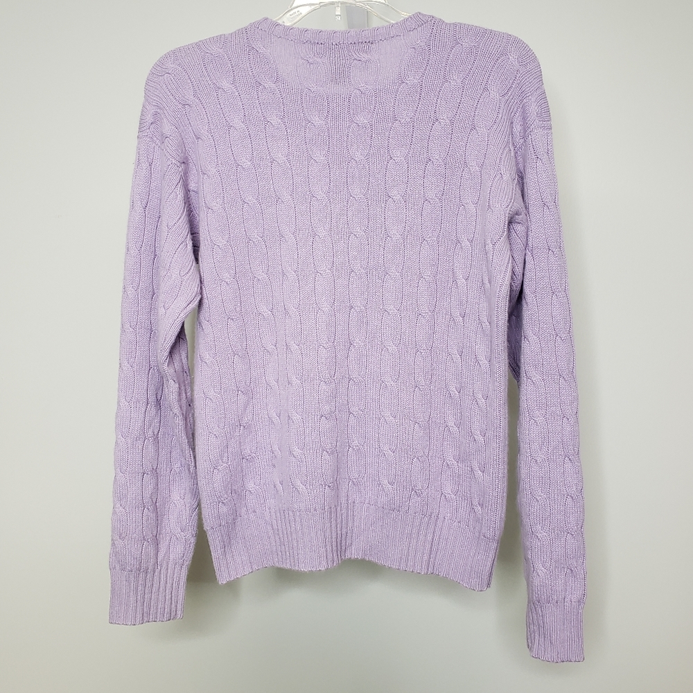 Ralph Lauren Black Label Lavender Cable Knit Cashmere Sweater Size Small - Picture 9 of 10